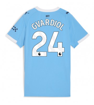 Manchester City Josko Gvardiol #24 Primera Equipación Mujer 2025-26 Manga Corta